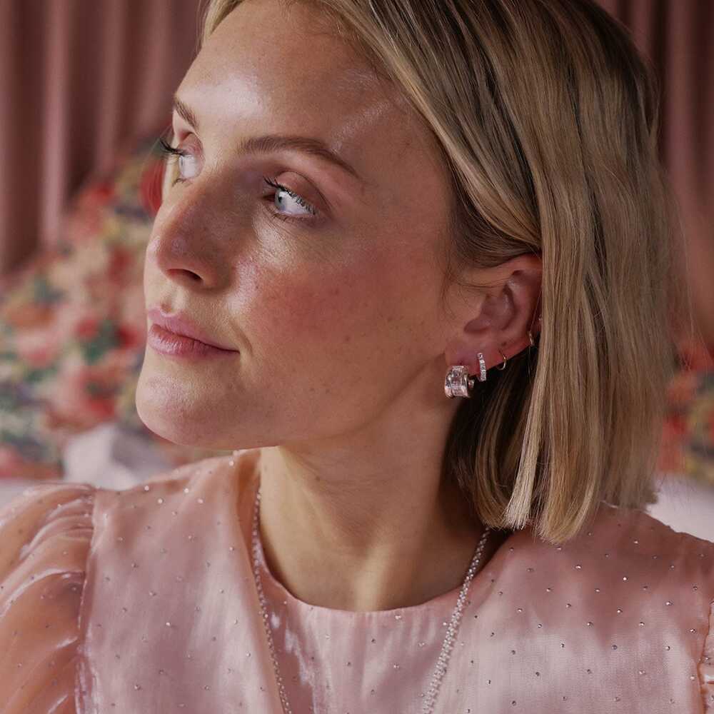 Daisy London Silver Plate Polly Crystal Hoop Earrings Additional Image - 3