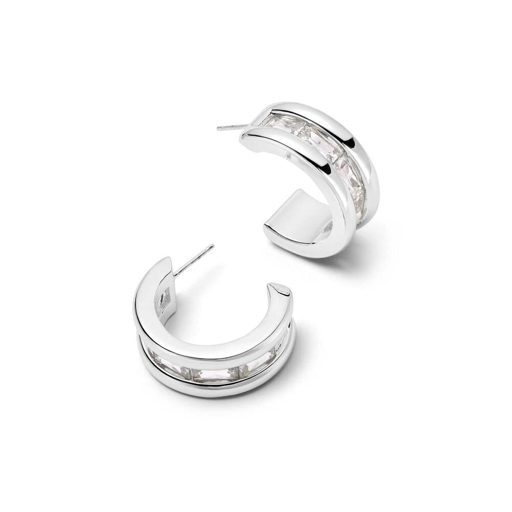 Daisy London Silver Plate Polly Crystal Hoop Earrings Additional Image - 5