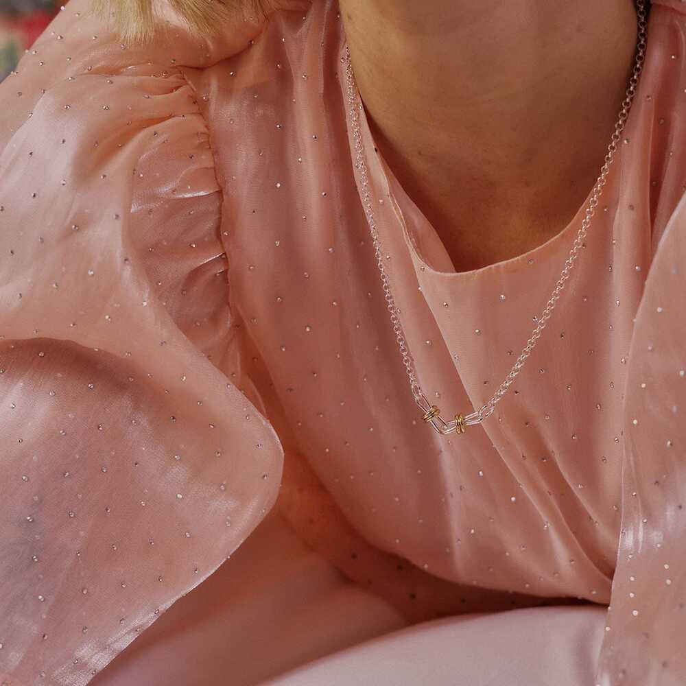 Daisy London Silver Plate Polly Knot Lightweight Chain Necklace Additional Image - 1