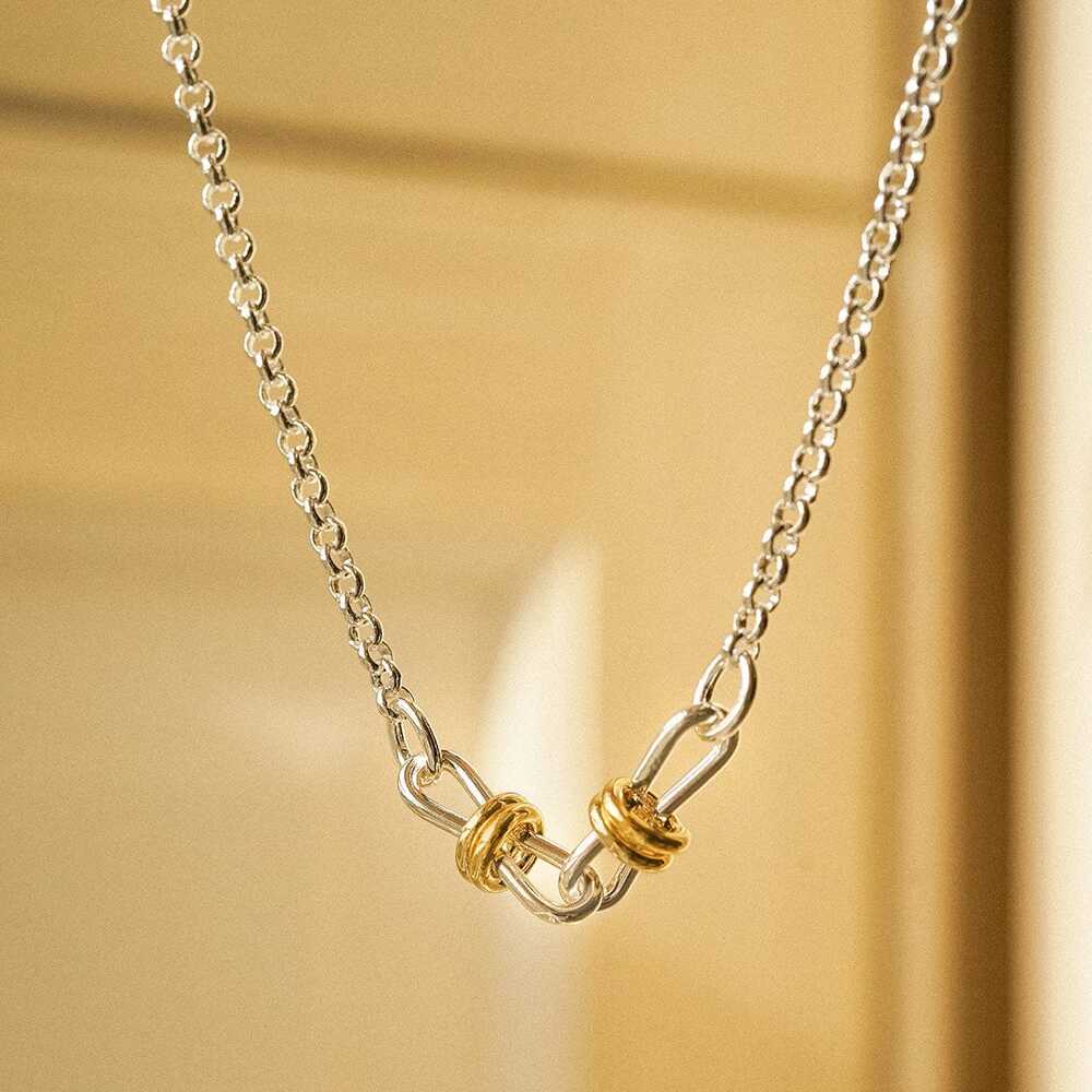 Daisy London Silver Plate Polly Knot Lightweight Chain Necklace Additional Image - 2
