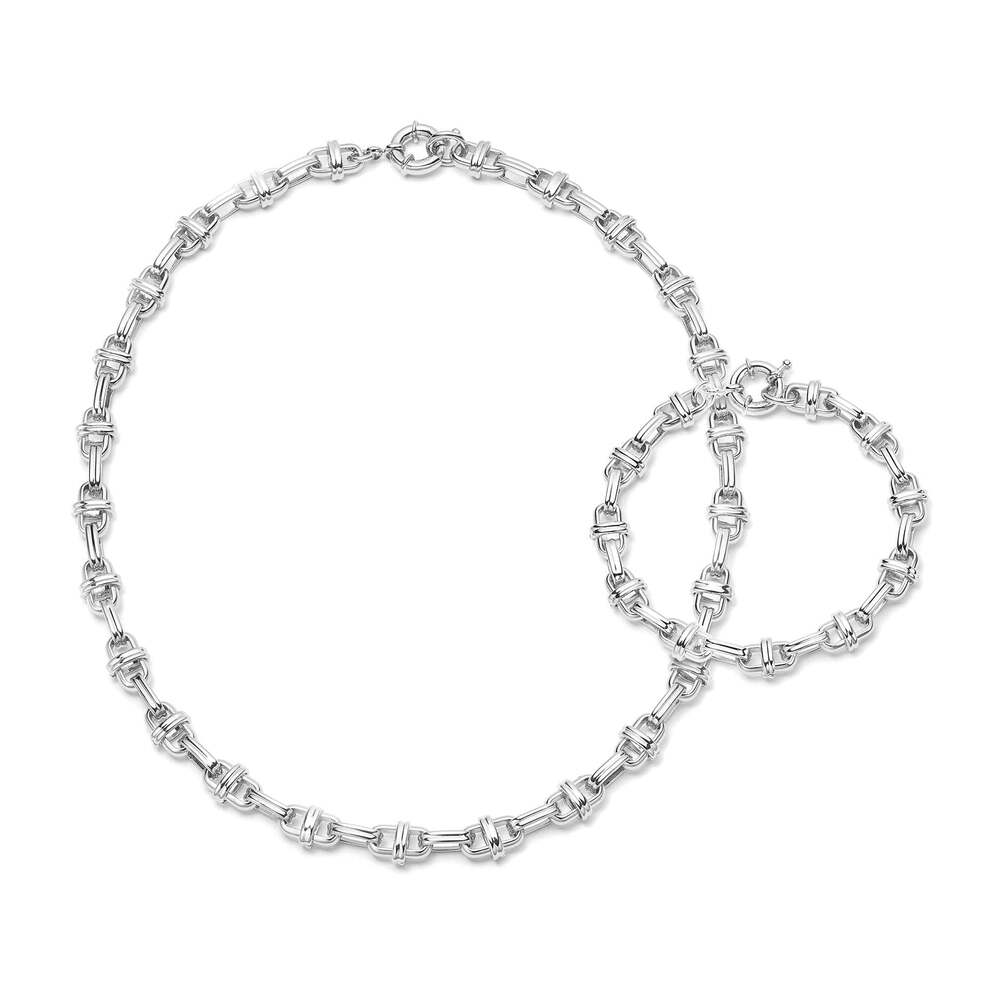 Daisy London Silver Plate Polly Lock Chain Layering Set