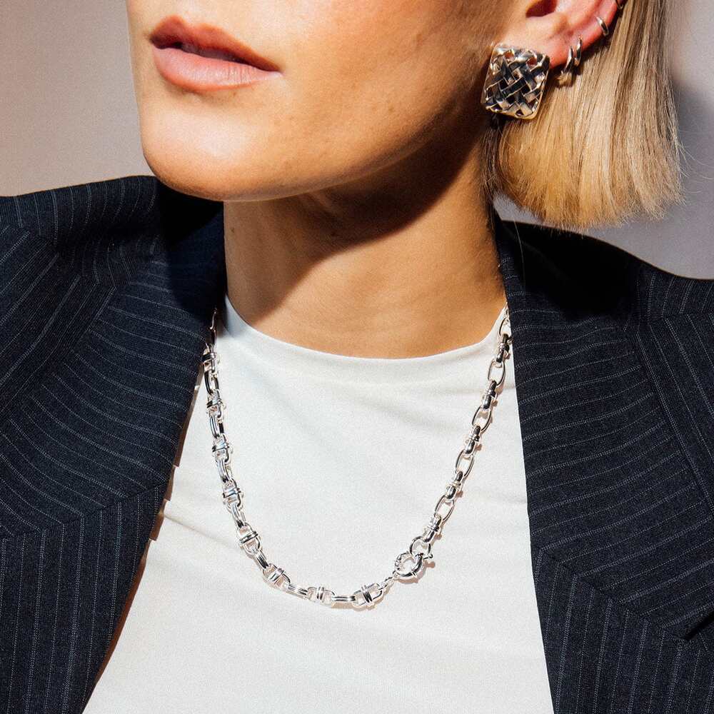 Daisy London Silver Plate Polly Lock Chain Necklace Additional Image - 1