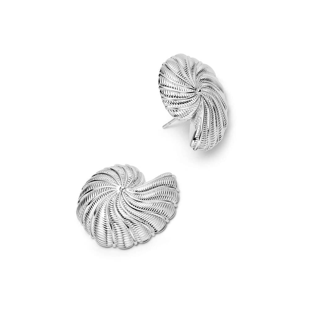 Daisy London Silver Plate Polly Oversized Shell Stud Earrings