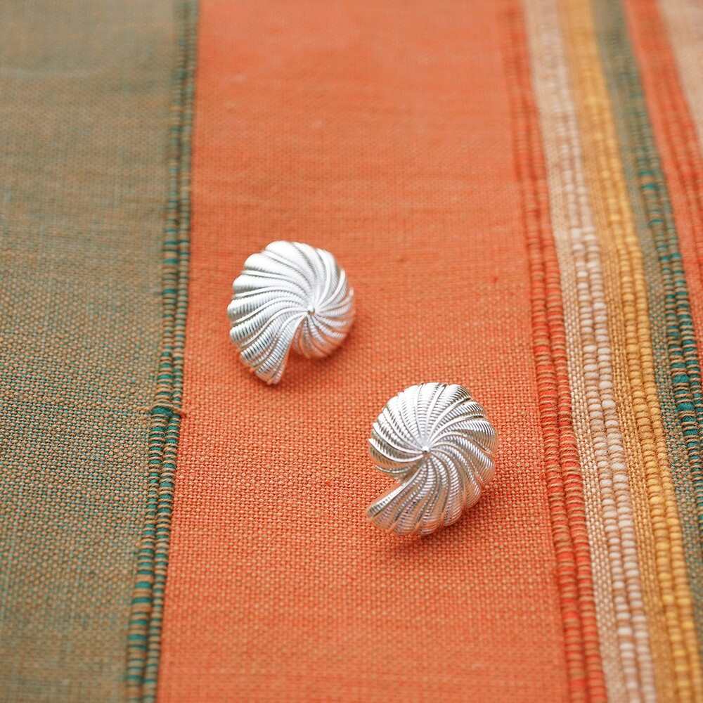 Daisy London Silver Plate Polly Oversized Shell Stud Earrings Additional Image - 2