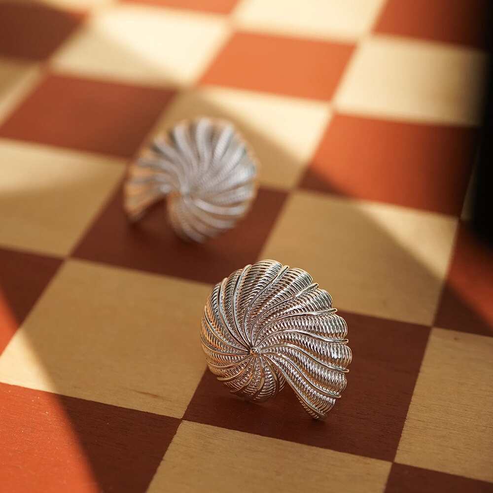 Daisy London Silver Plate Polly Oversized Shell Stud Earrings Additional Image - 4