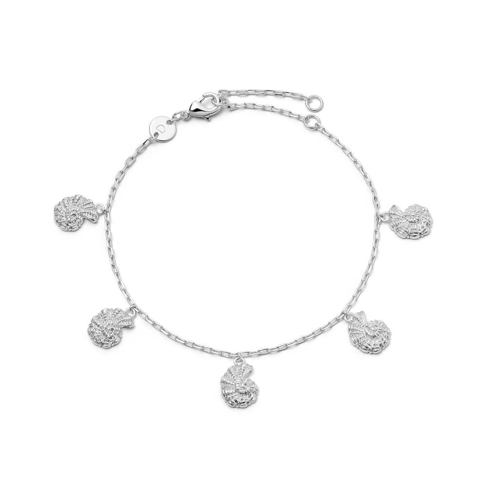 Daisy London Silver Plate Polly Shell Charm Bracelet