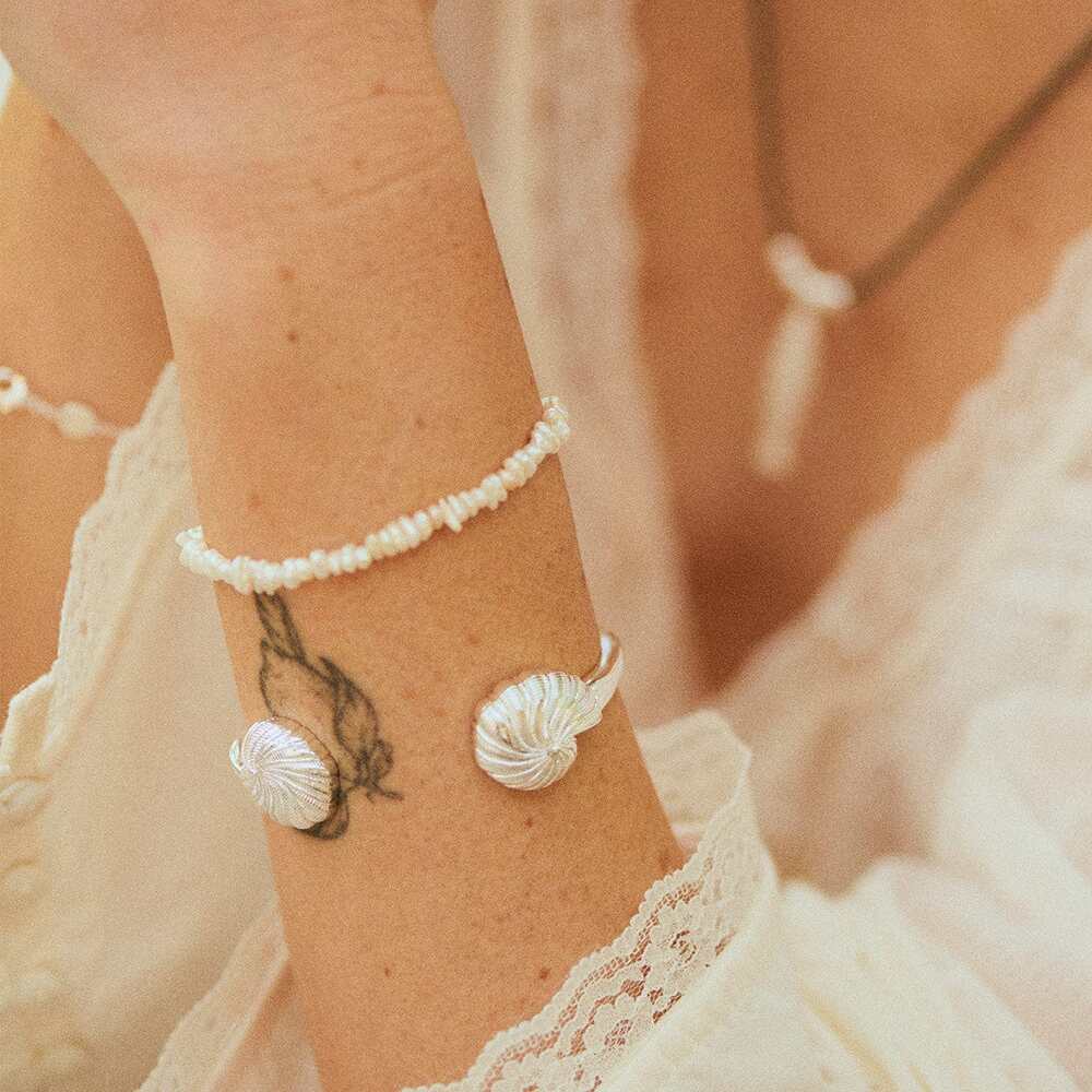 Daisy London Silver Plate Polly Shell Cuff Bangle Additional Image - 1