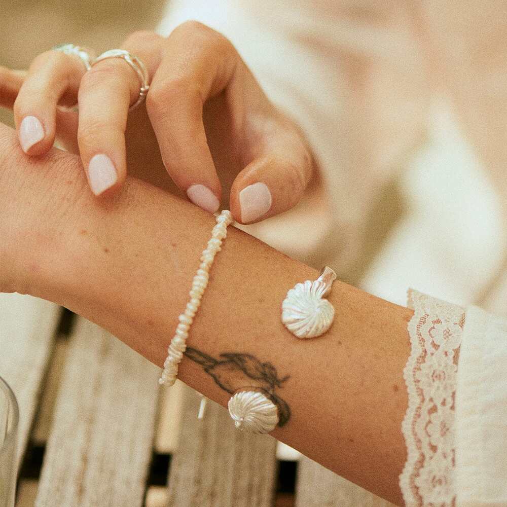 Daisy London Silver Plate Polly Shell Cuff Bangle Additional Image - 5