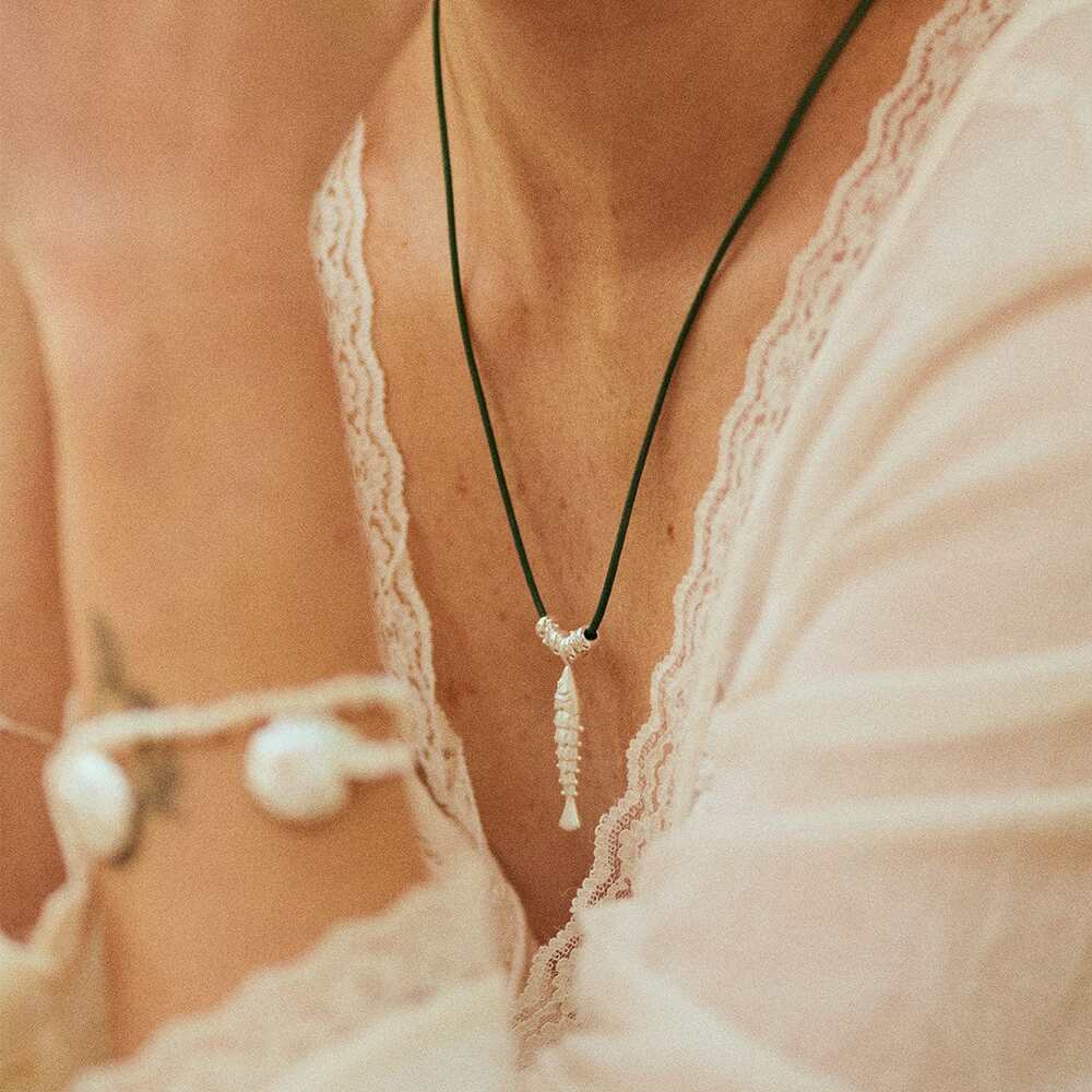 Daisy London Silver Plate Polly Tidal Fish Cord Necklace Additional Image - 1