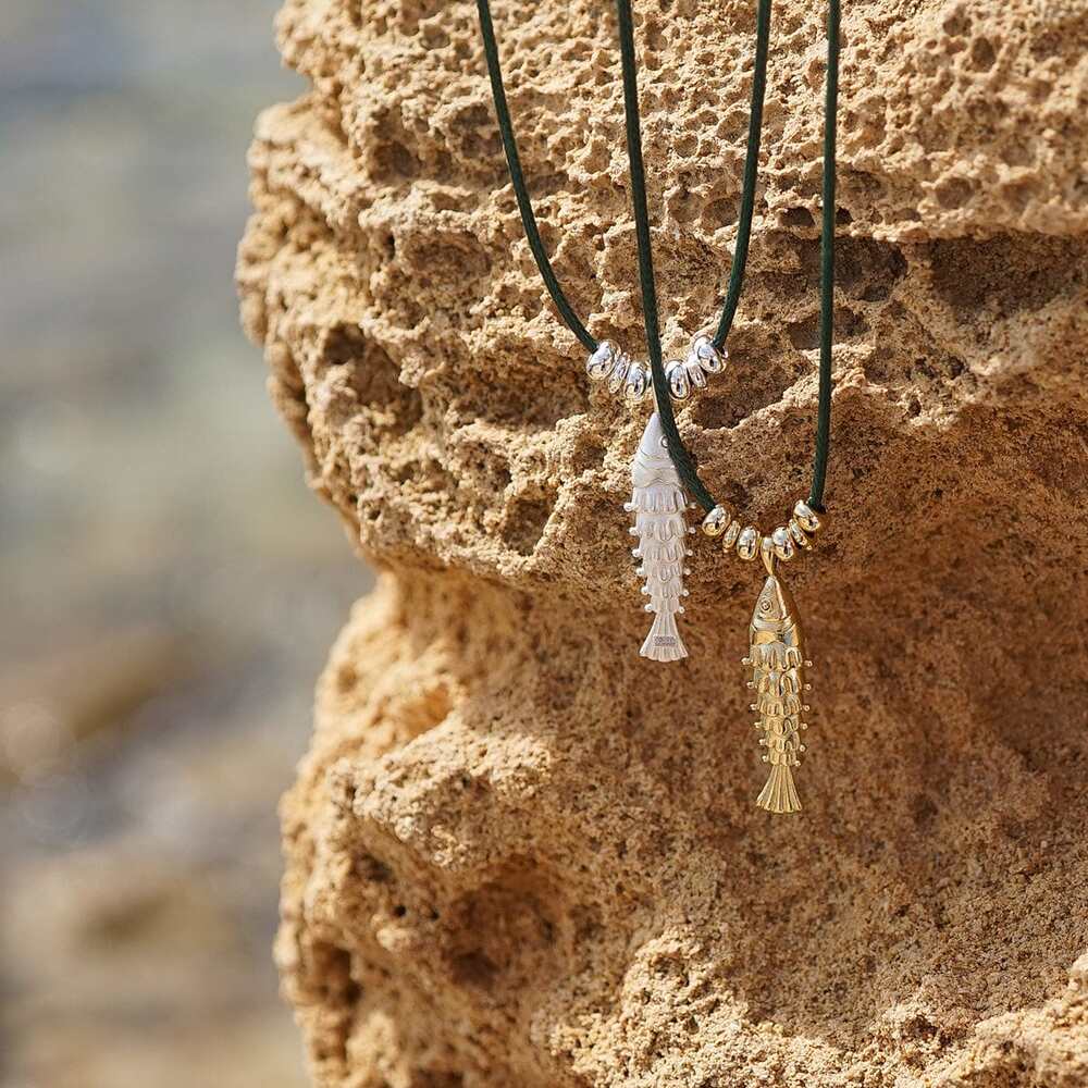 Daisy London Silver Plate Polly Tidal Fish Cord Necklace Additional Image - 2