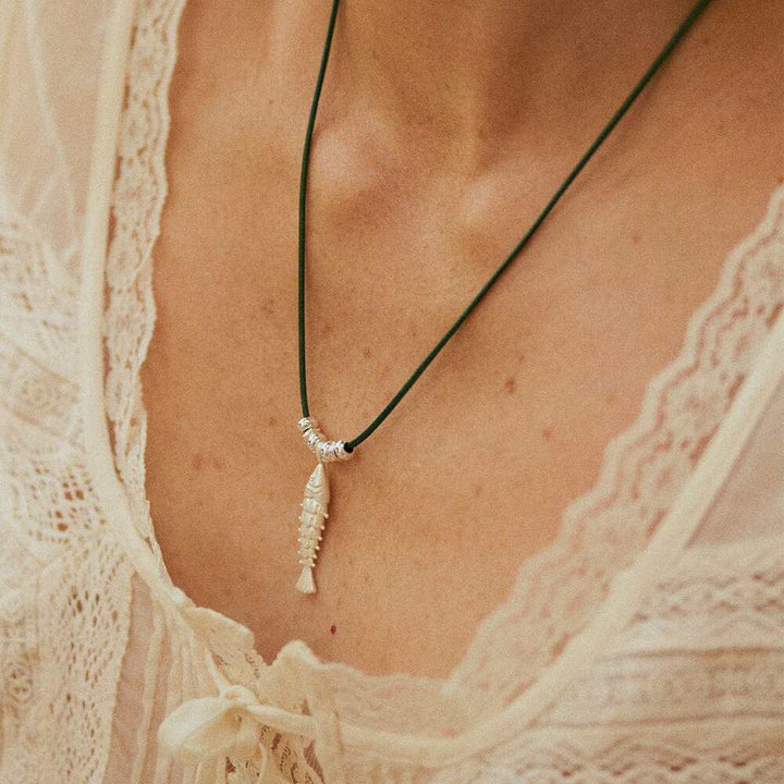 Daisy London Silver Plate Polly Tidal Fish Cord Necklace Additional Image - 5