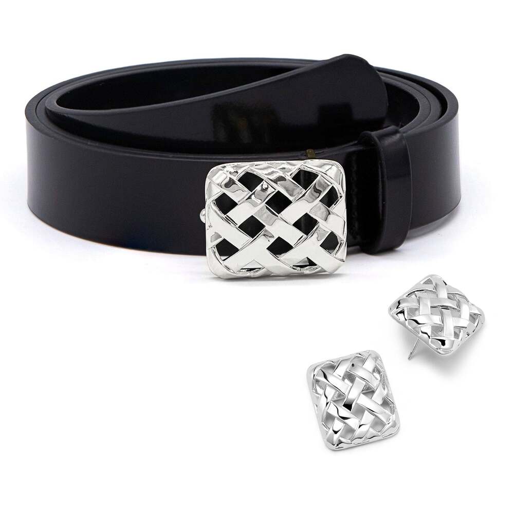 Daisy London Silver Plate Polly Woven Leather Look