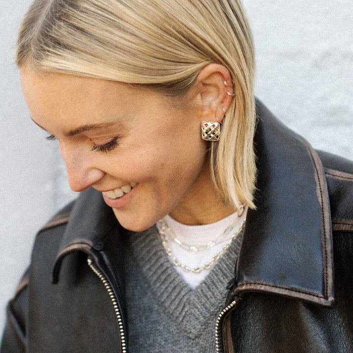 Daisy London Silver Plate Polly Woven Square Studs Additional Image - 3