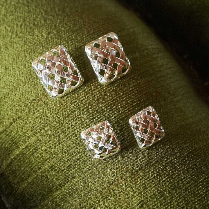 Daisy London Silver Plate Polly Woven Square Studs Additional Image - 5