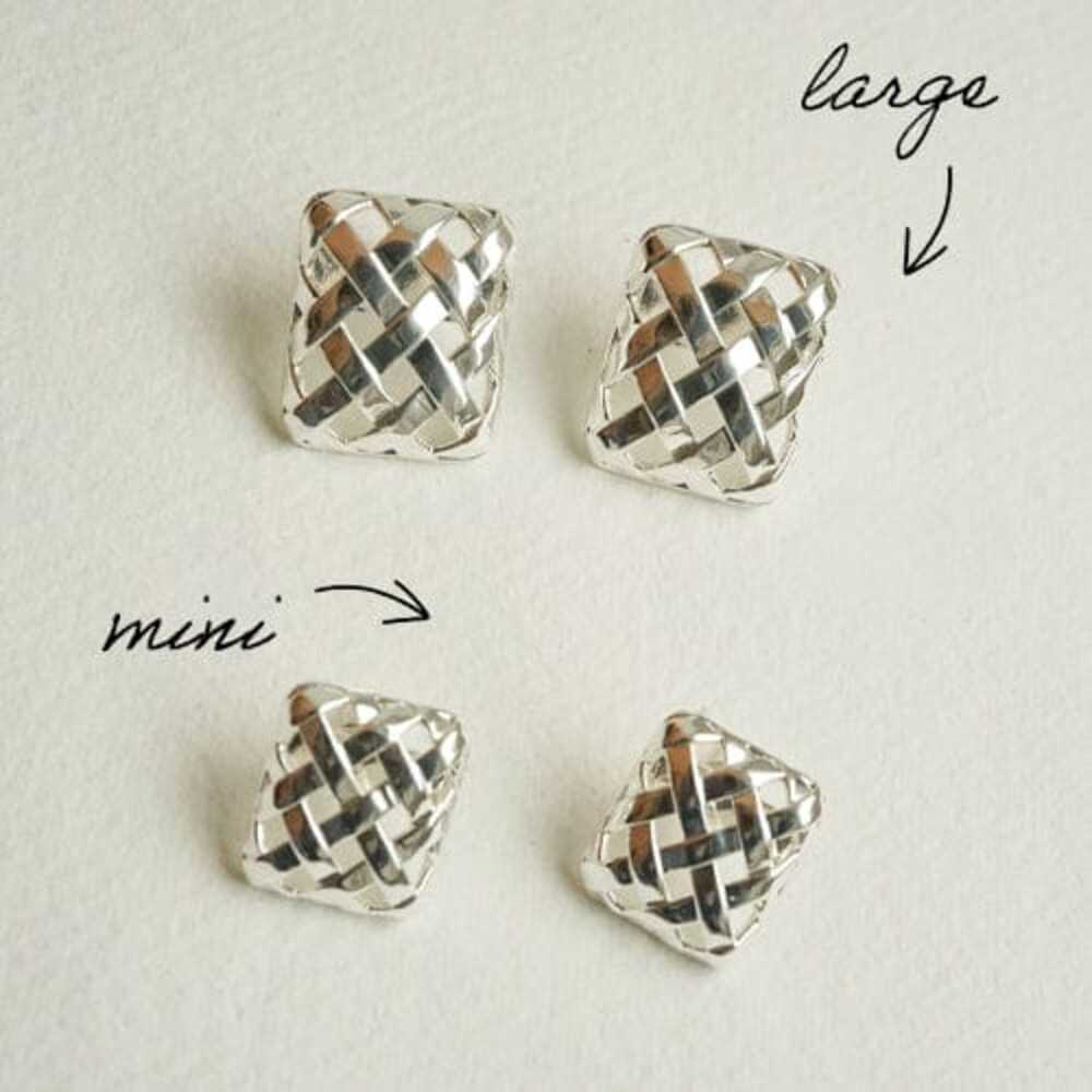 Daisy London Silver Plate Polly Woven Square Studs Additional Image - 9