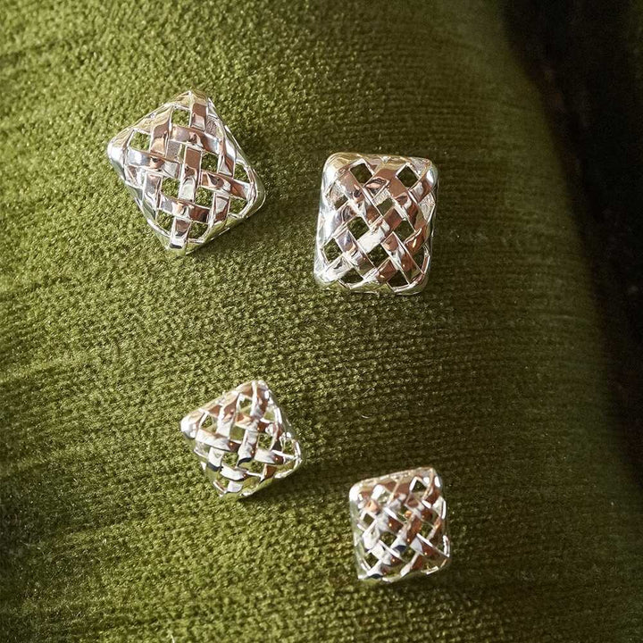 Daisy London Silver Plate Polly Woven Square Studs Additional Image - 4
