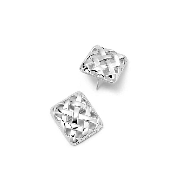 Daisy London Silver Plate Polly Woven Square Studs Additional Image - 1