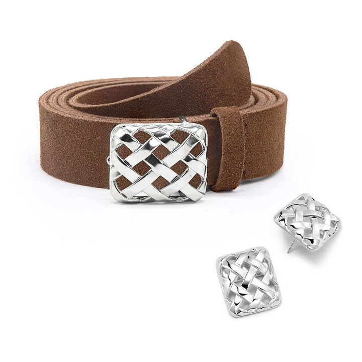Daisy London Silver Plate Polly Woven Suede Look