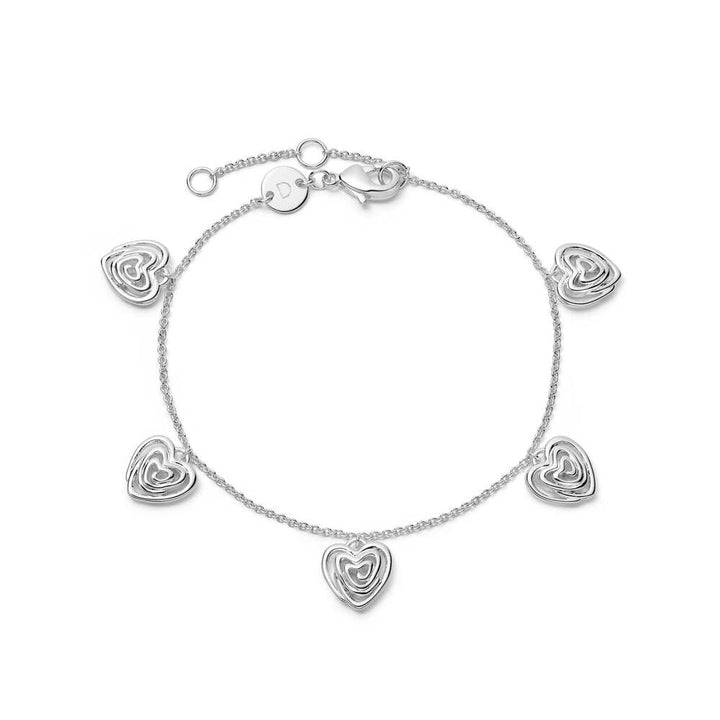 Daisy London Silver Plate Scribble Heart Charm Bracelet