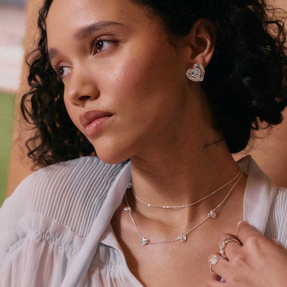 Daisy London Silver Plate Scribble Heart Charm Necklace Additional Image - 2