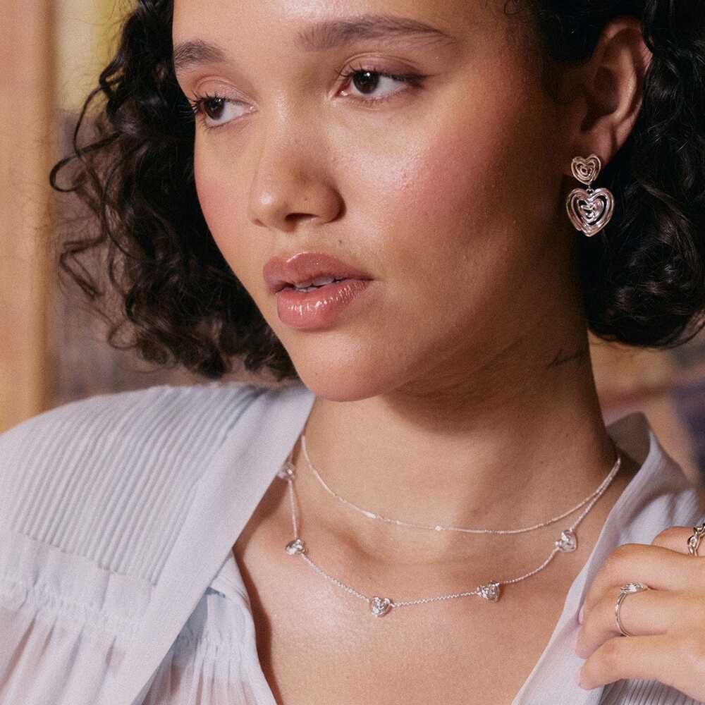 Daisy London Silver Plate Scribble Heart Charm Necklace Additional Image - 4