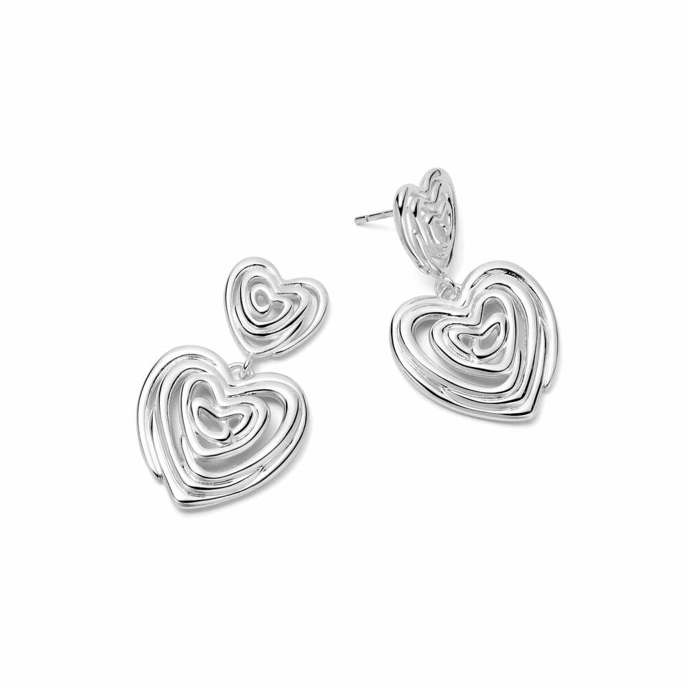 Daisy London Silver Plate Scribble Heart Drop Earrings