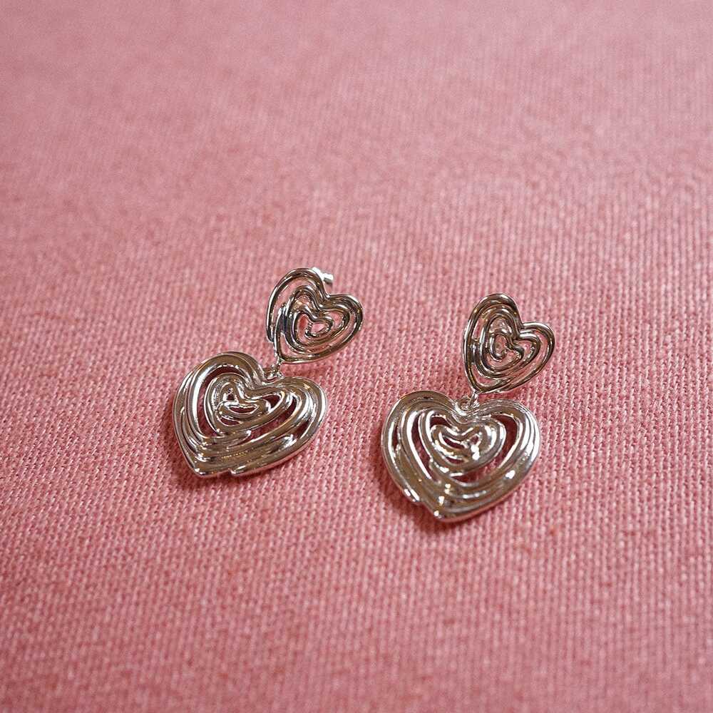 Daisy London Silver Plate Scribble Heart Drop Earrings Additional Image - 2