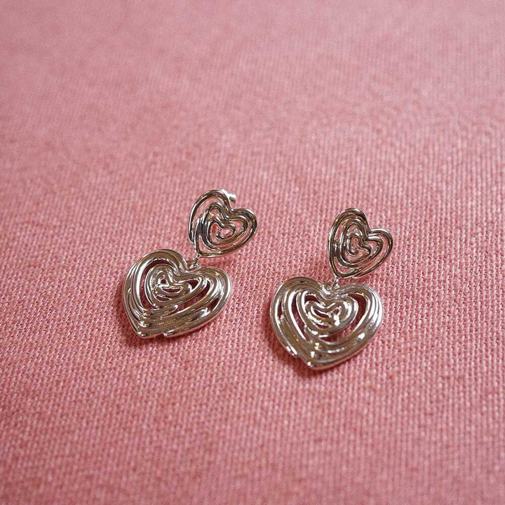 Daisy London Silver Plate Scribble Heart Drop Earrings Additional Image - 2