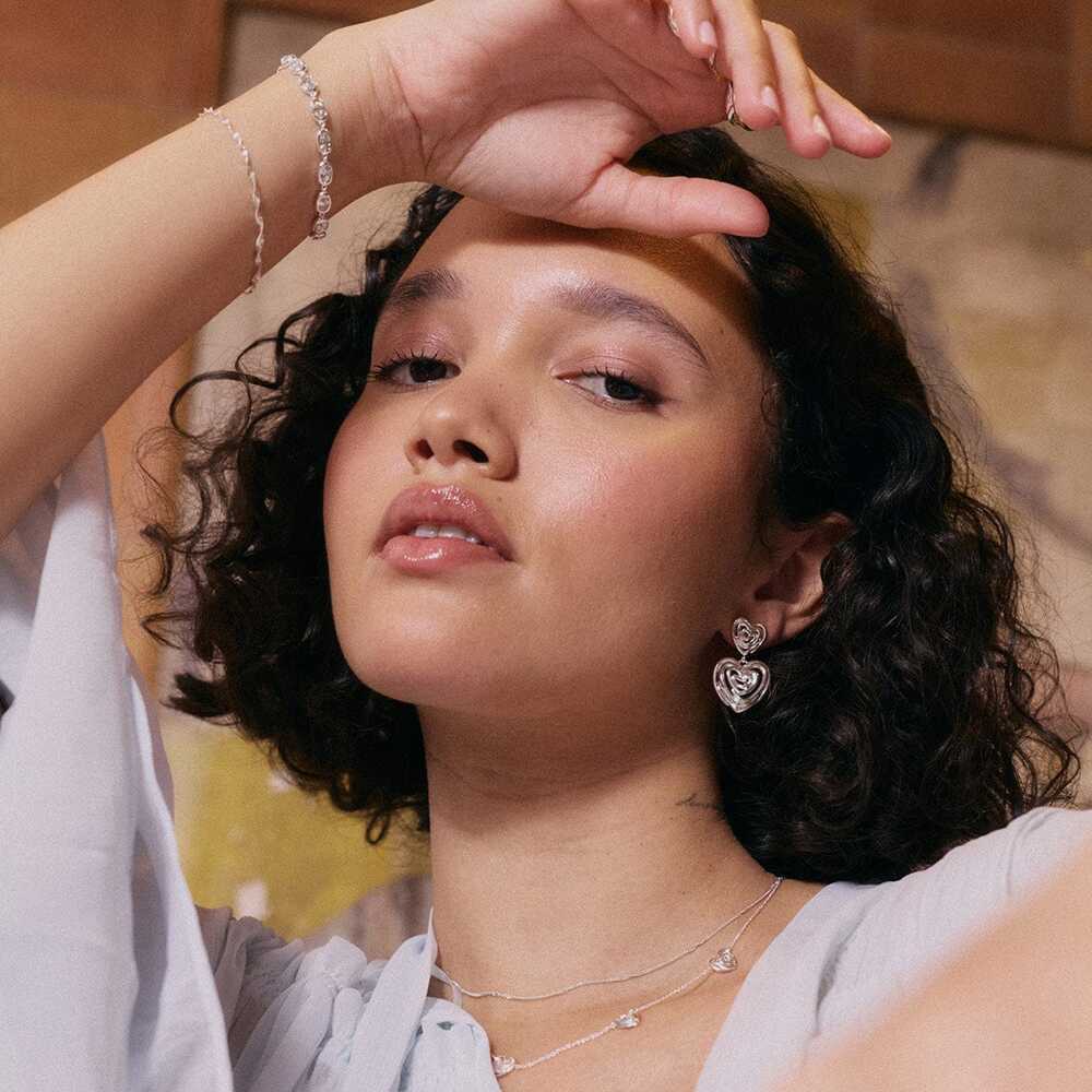 Daisy London Silver Plate Scribble Heart Drop Earrings Additional Image - 3