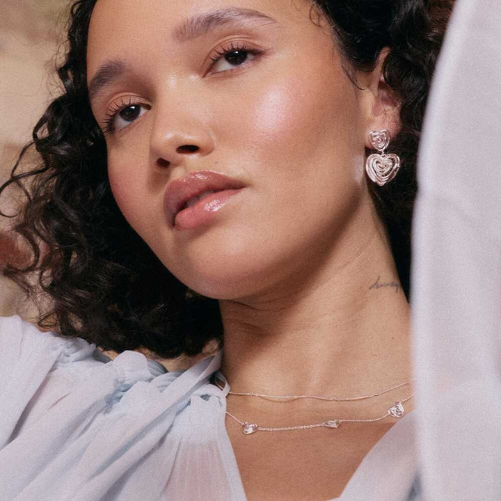 Daisy London Silver Plate Scribble Heart Drop Earrings Additional Image - 4