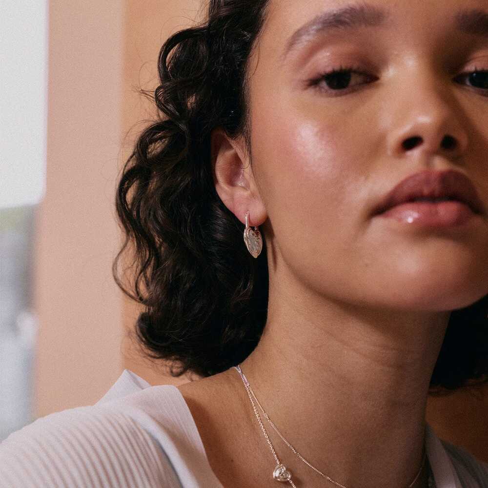 Daisy London Silver Plate Scribble Heart Lock Drop Earrings Additional Image - 2