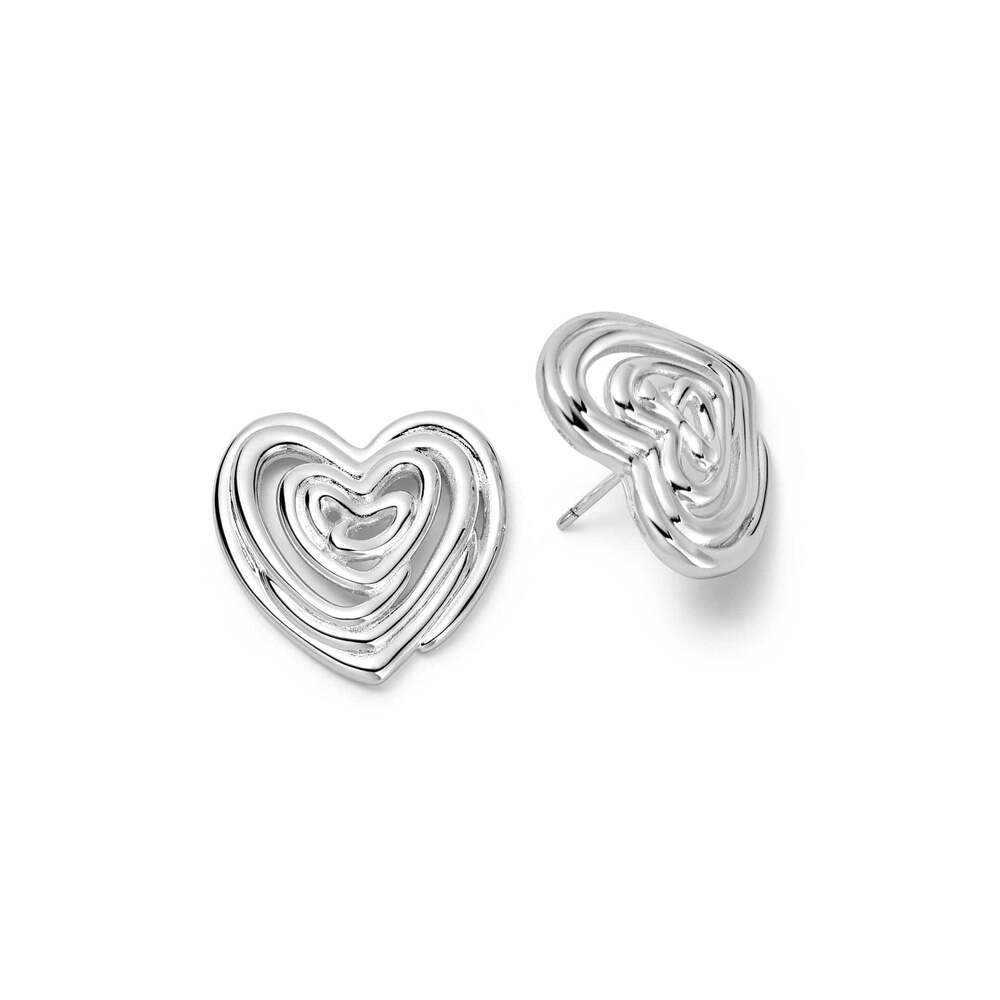 Daisy London Silver Plate Scribble Heart Stud Earrings
