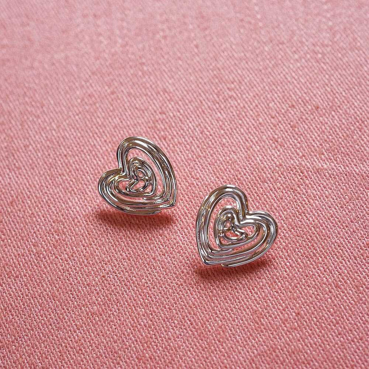 Daisy London Silver Plate Scribble Heart Stud Earrings Additional Image - 1