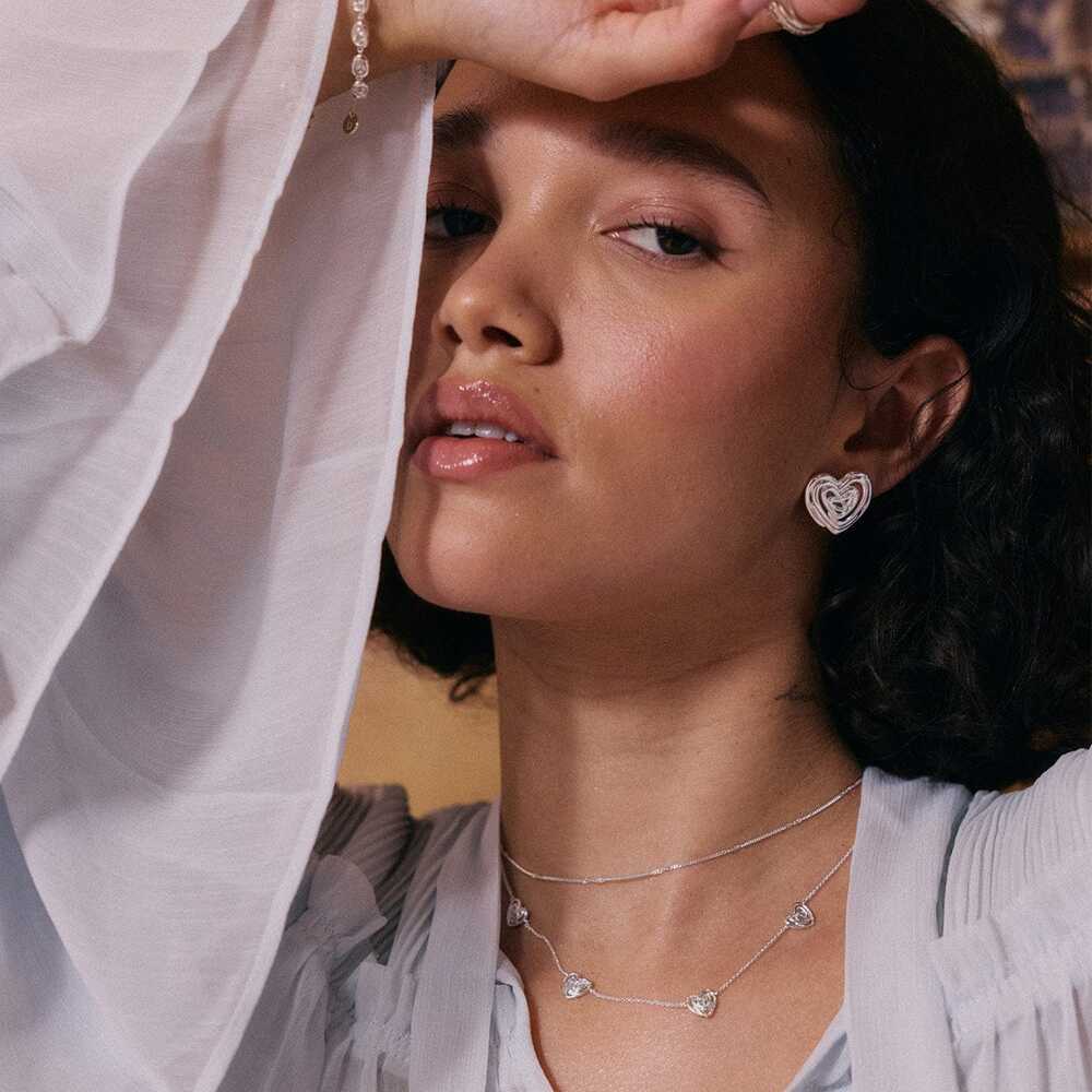 Daisy London Silver Plate Scribble Heart Stud Earrings Additional Image - 3