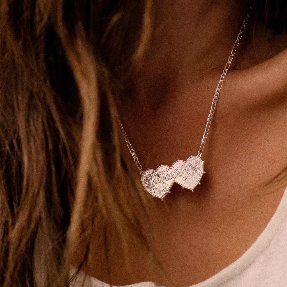 Daisy London Silver Plate Shrimps Double Heart Necklace Additional Image - 9