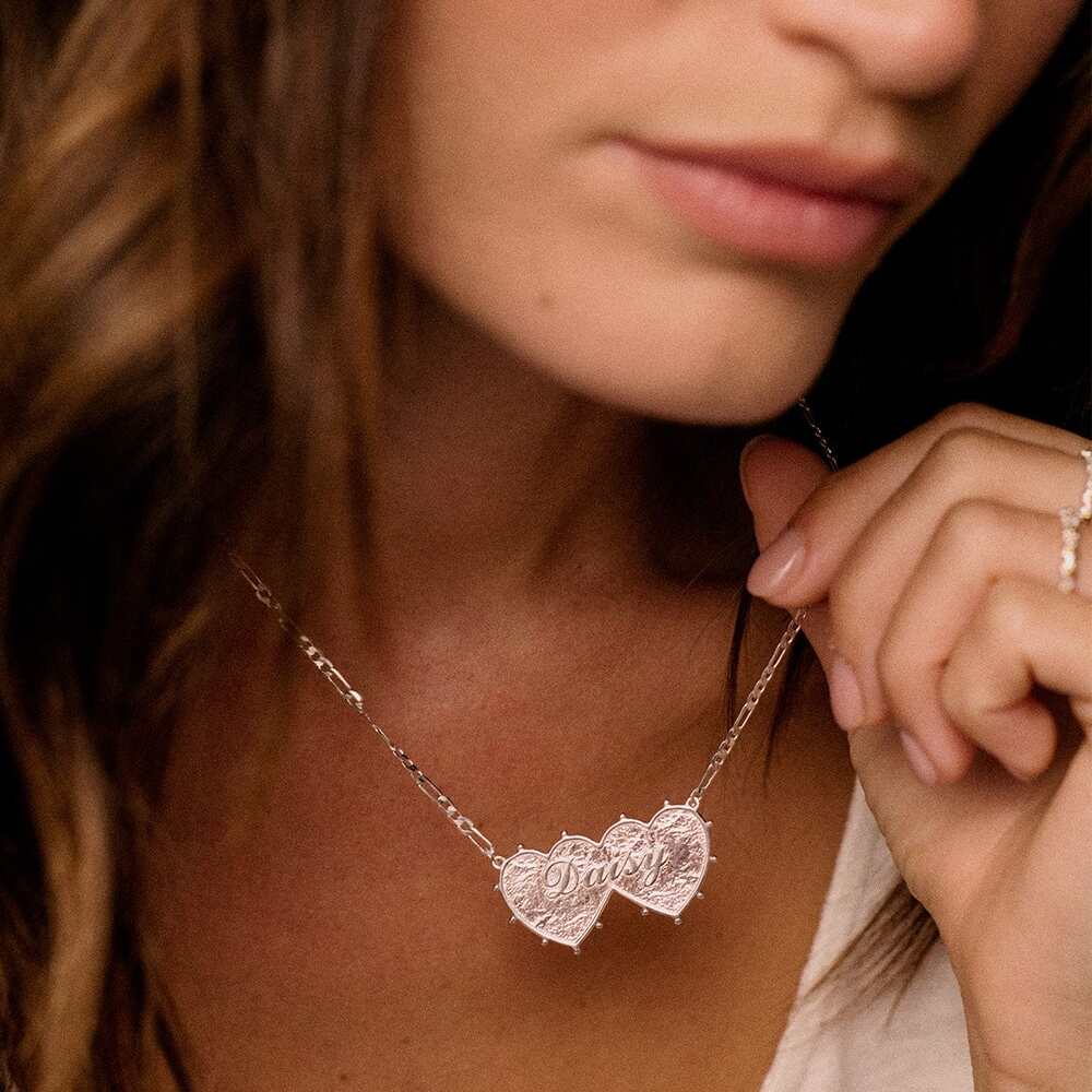 Daisy London Silver Plate Shrimps Double Heart Necklace Additional Image - 11