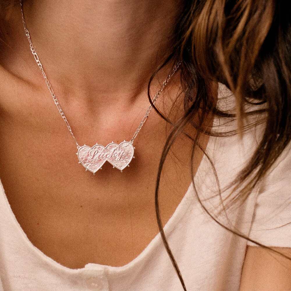 Daisy London Silver Plate Shrimps Double Heart Necklace Additional Image - 13