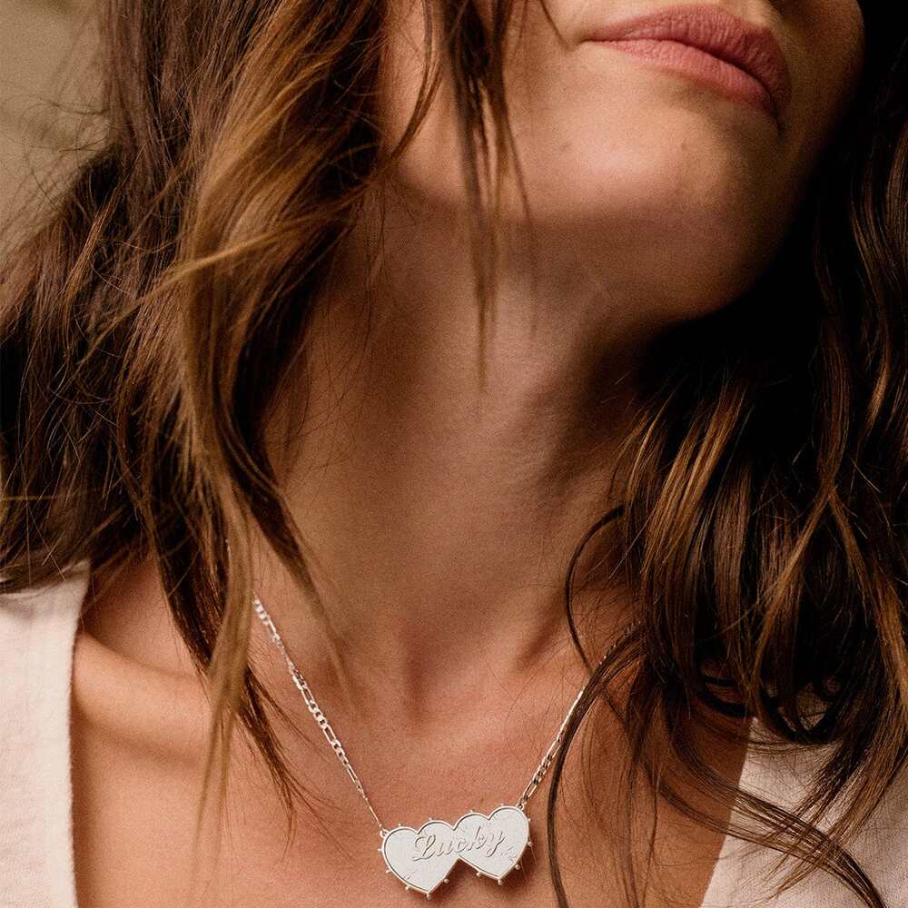 Daisy London Silver Plate Shrimps Double Heart Necklace Additional Image - 14