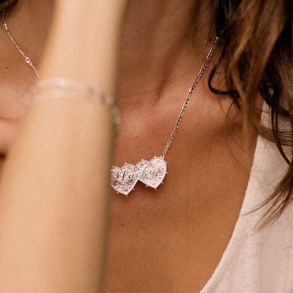 Daisy London Silver Plate Shrimps Double Heart Necklace Additional Image - 15