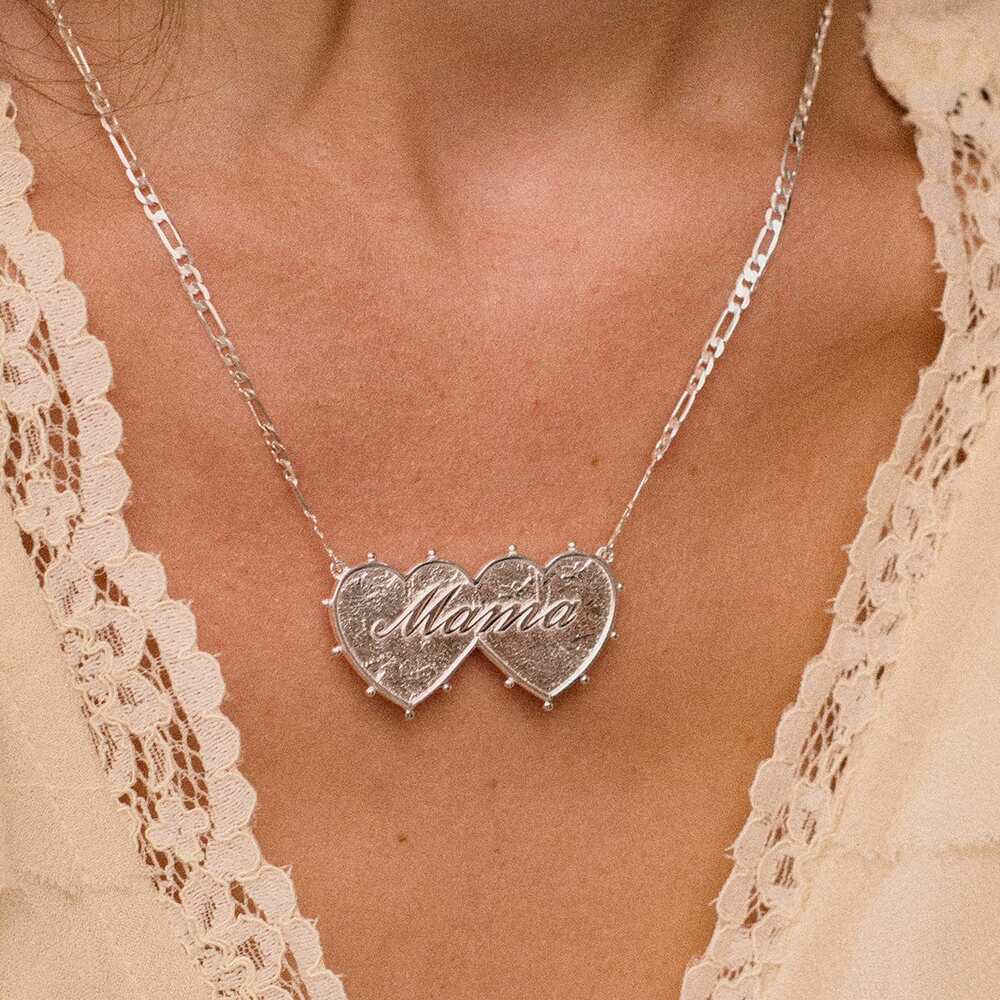 Daisy London Silver Plate Shrimps Double Heart Necklace Additional Image - 1