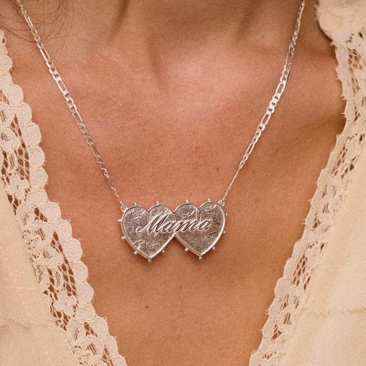 Daisy London Silver Plate Shrimps Double Heart Necklace Additional Image - 1