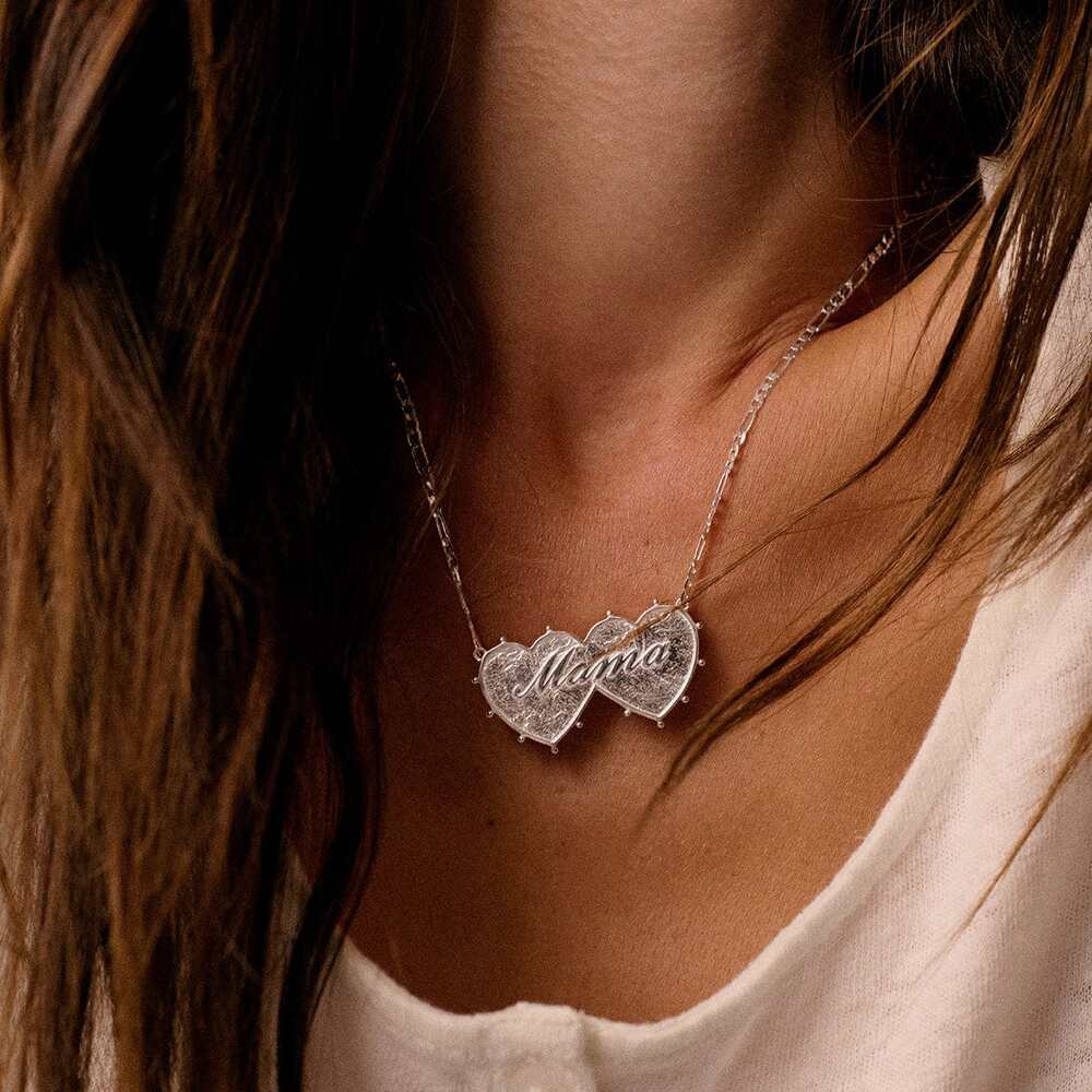 Daisy London Silver Plate Shrimps Double Heart Necklace Additional Image - 2