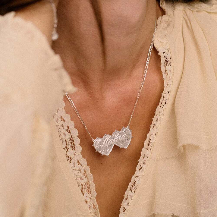 Daisy London Silver Plate Shrimps Double Heart Necklace Additional Image - 3