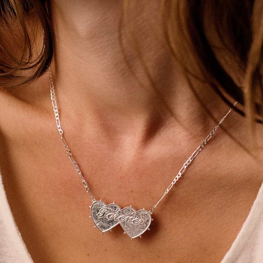 Daisy London Silver Plate Shrimps Double Heart Necklace Additional Image - 5