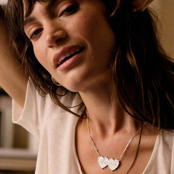 Daisy London Silver Plate Shrimps Double Heart Necklace Additional Image - 6