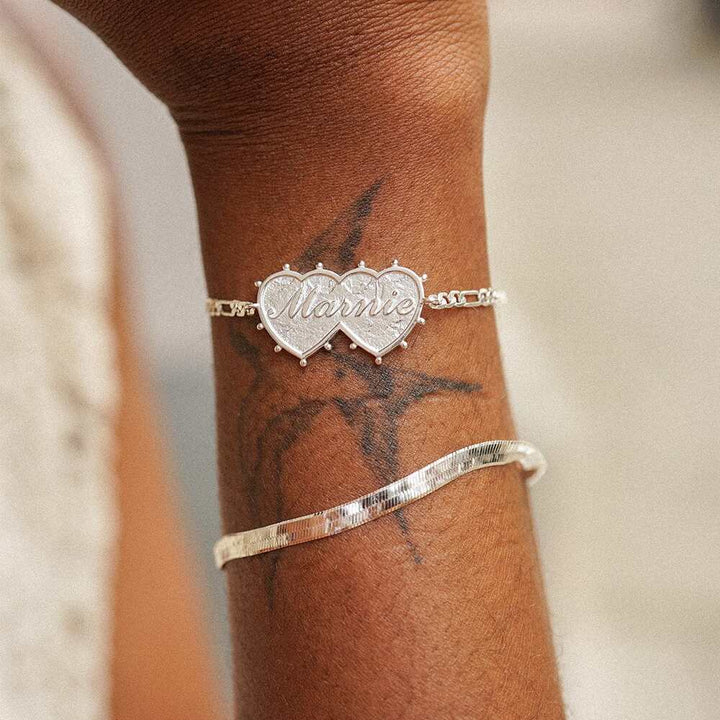 Daisy London Silver Plate Shrimps Double Heart Personalised Bracelet Additional Image - 3