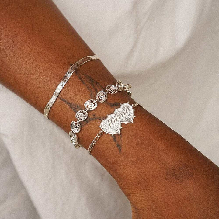 Daisy London Silver Plate Shrimps Double Heart Personalised Bracelet Additional Image - 5