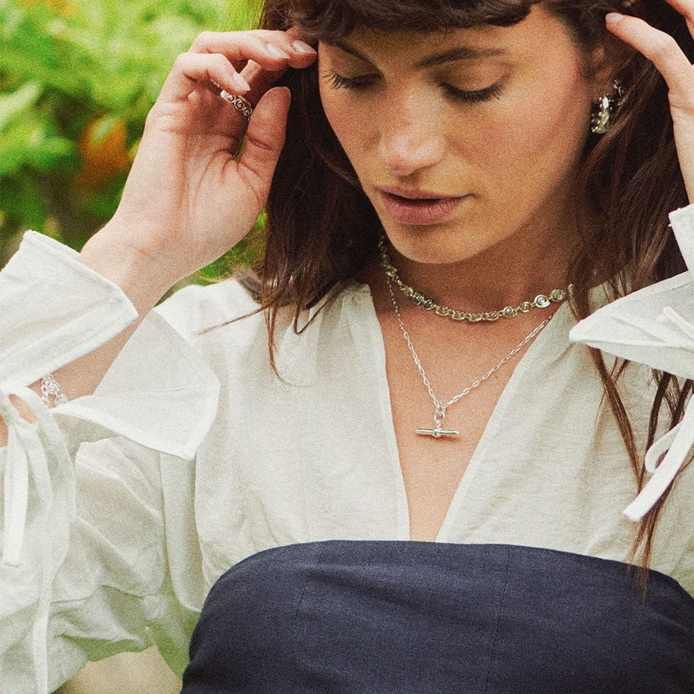 Daisy London Silver Plate Spiral Chain Necklace - MococoDaisy LondonSN23_SLV5056104135570Necklace