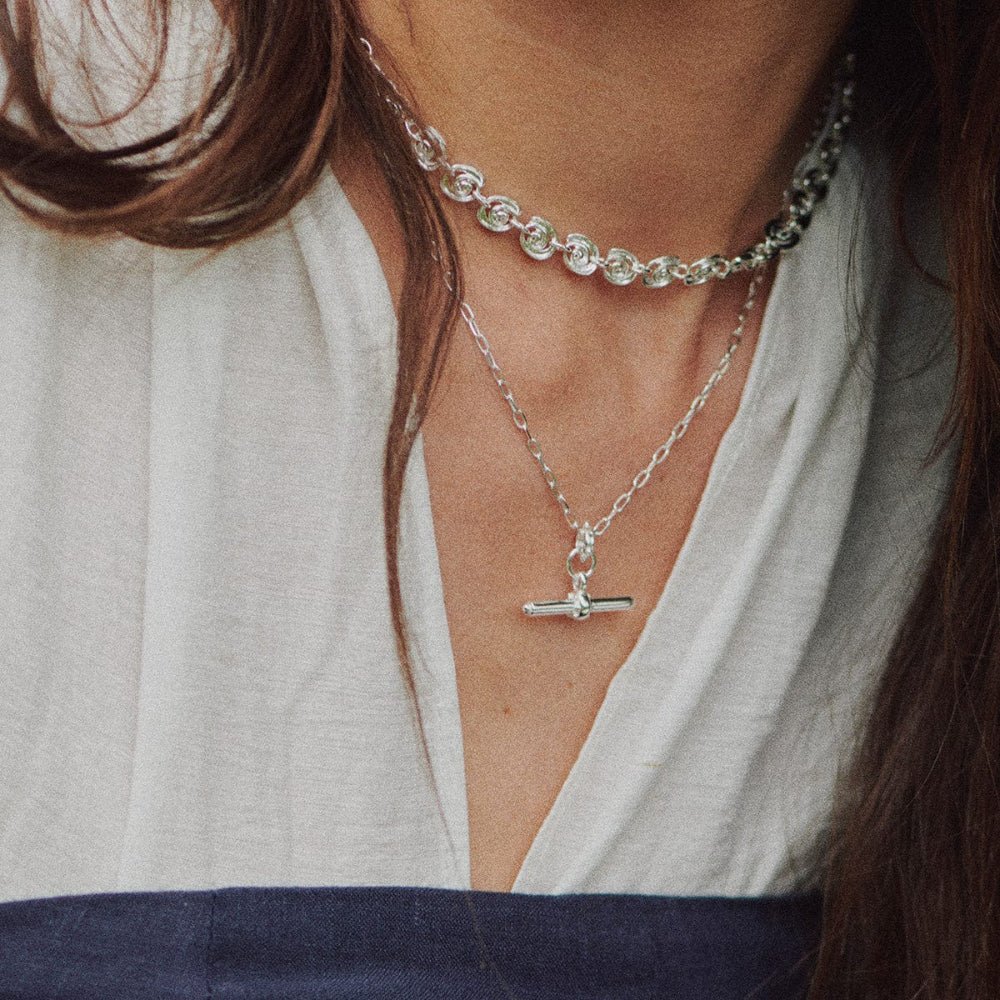 Daisy London Silver Plate Spiral Chain Necklace - MococoDaisy LondonSN23_SLV5056104135570Necklace