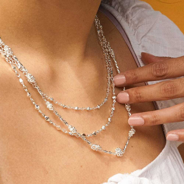 Daisy London Silver Plate Square Bead Chain Necklace Additional Image - 3